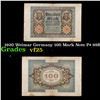 Image 1 : 1920 Weimar Germany 100 Mark Note P# 69B Grades vf+