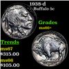 Image 1 : 1938-d Buffalo Nickel 5c Grades GEM++ Unc