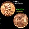 Image 1 : 1958-d Lincoln Cent 1c Grades GEM+ Unc RD
