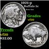Image 1 : 1921-p Buffalo Nickel 5c Grades vf, very fine