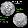 Image 1 : 1878-p 7tf Morgan Dollar $1 Grades Choice Unc