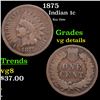 Image 1 : 1875 Indian Cent 1c Grades vg details