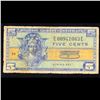 Image 2 : 1954 U.S. Military Payment Certificate MPC 5 Cent Note P# M29A Grades vf+