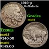Image 1 : 1919-p Buffalo Nickel 5c Grades Select Unc