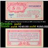 Image 1 : 1947 U.S. Military Payment Certificate MPC 5 Cent Note P# M8A Grades Select AU