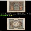 Image 1 : 1920 Weimar Germany 100 Mark Note P# 69A Grades vf+