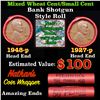 Image 1 : Mixed small cents 1c orig shotgun roll, 1948-p Lincoln Cent, 1927-p Lincoln Cent other end, Nathan's