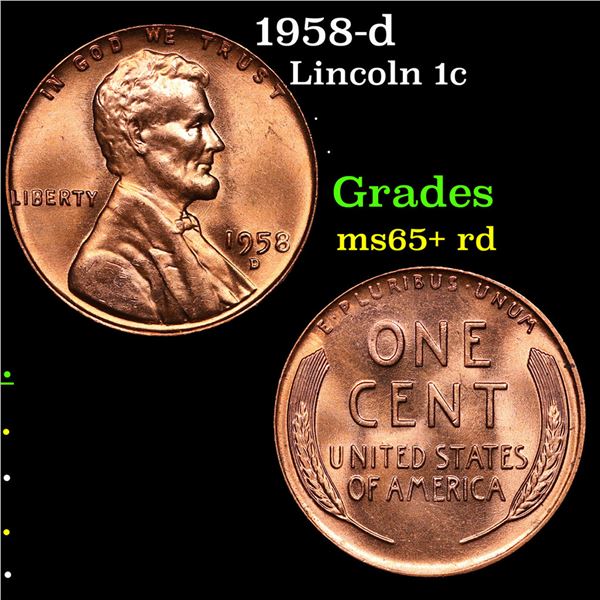 1958-d Lincoln Cent 1c Grades Gem+ Unc RD