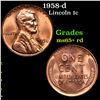 Image 1 : 1958-d Lincoln Cent 1c Grades Gem+ Unc RD