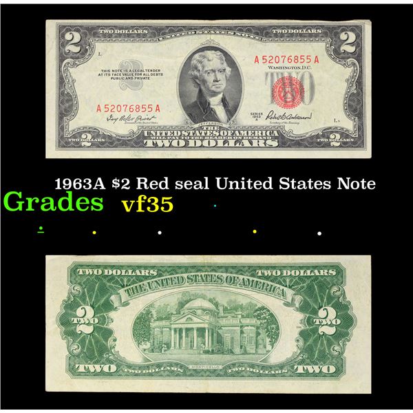 1953A $2 Red seal United States Note Grades vf++