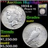 Image 1 : ***Auction Highlight*** 1934-s Peace Dollar $1 Graded Select Unc BY USCG (fc)