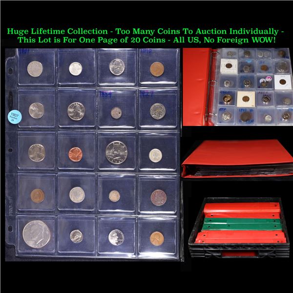 Huge Liifetime Collection - Too Many Coins To Auction Individually - This Lot is For One Page of 20 