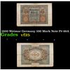 Image 1 : 1920 Weimar Germany 100 Mark Note P# 69A Grades vf+