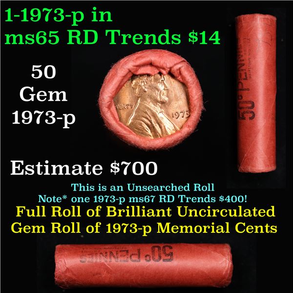 Shotgun Lincoln 1c roll, 1973-p 50 pcs Red Brandt Wrapper.