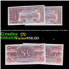 Image 1 : 2x Consecutive 1948 Second Series British Armed Forces 1 Pound Special Vouchers, CU! P# M22a Grades 