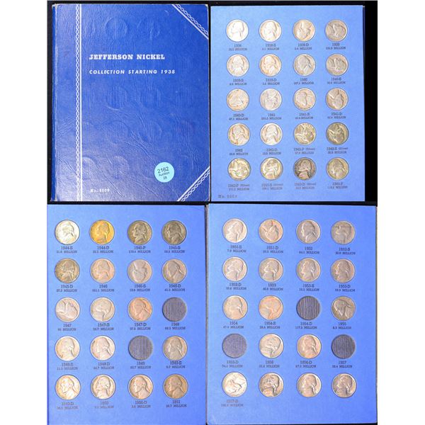 Virtually Complete Jefferson Nickel Book 1938-1957 59 coins Includse Full Suilver War nickel set