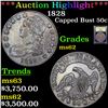 Image 1 : ***Auction Highlight*** 1828 Capped Bust Half Dollar 50c Graded Select Unc BY USCG (fc)
