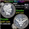 Image 1 : Proof ***Auction Highlight*** 1901 Barber Quarter 25c Graded pr67 cam BY SEGS (fc)
