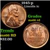 Image 1 : 1945-p Lincoln Cent 1c Grades GEM+ Unc RD