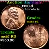 Image 1 : ***Auction Highlight*** 1950-d Lincoln Cent 1c Graded GEM++ Unc RD By USCG (fc)