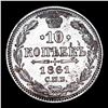 Image 3 : 1861 (SPB) Russia 10 Kopeks Silver Y# 20.2 Grades Select Unc