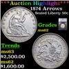 Image 1 : ***Auction Highlight*** 1874 Arrows Seated Half Dollar 50c Graded ms62 BY SEGS (fc)