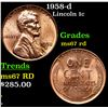 Image 1 : 1958-d Lincoln Cent 1c Grades GEM++ Unc RD