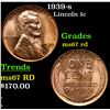 Image 1 : 1939-s Lincoln Cent 1c Grades GEM++ Unc RD