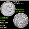 Image 1 : 1908-d Barber Quarter 25c Grades xf details