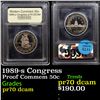Image 1 : Proof 1989-s Congress Modern Commem Half Dollar 50c Graded GEM++ Proof Deep Cameo By USCG