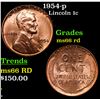 Image 1 : 1954-p Lincoln Cent 1c Grades GEM+ Unc RD