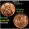 Image 1 : 1951-p Lincoln Cent 1c Grades GEM+ Unc RD