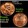 Image 1 : 1958-p Lincoln Cent 1c Grades GEM++ Unc RD