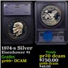 Image 1 : Proof 1974-s Silver Eisenhower Dollar $1 Graded pr69+ dcam By SEGS