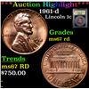 Image 1 : ***Auction Highlight*** 1961-d Lincoln Cent 1c Graded GEM++ Unc RD By USCG (fc)