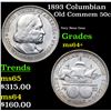 Image 1 : 1893 Columbian Old Commem Half Dollar 50c Grades Choice+ Unc