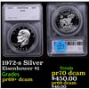 Image 1 : Proof 1972-s Silver Eisenhower Dollar $1 Graded pr69+ dcam By SEGS