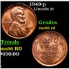 Image 1 : 1949-p Lincoln Cent 1c Grades GEM+ Unc RD