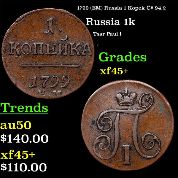 1799 (EM) Russia 1 Kopek C# 94.2 Grades xf++++++