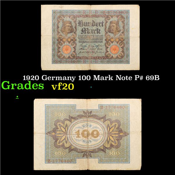 1920 Germany 100 Mark Note P# 69B Grades vf, very fine