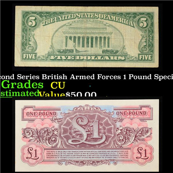 2x Consecutive 1948 Second Series British Armed Forces 1 Pound Special Vouchers, CU! P# M22a Grades 