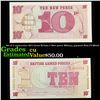 Image 1 : Set of 2 consecutive 1972 Great Britain 5 New pence Military payment Note P# M54A Grades CU