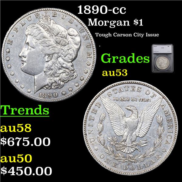 1890-cc Morgan Dollar $1 Graded au53 By SEGS