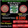 Image 1 : Mixed small cents 1c orig shotgun roll, Wheat Cent, 1896 Indian Cent other end, Coke Wrapper.