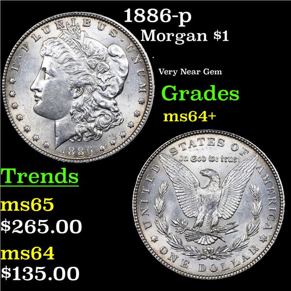1886-p Morgan Dollar $1 Grades Choice+ Unc