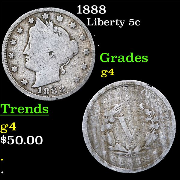 1888 Liberty Nickel 5c Grades g, good