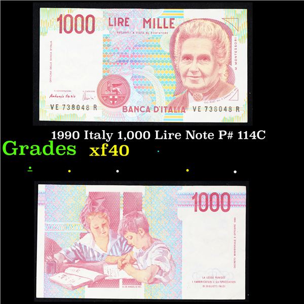 1990 Italy 1,000 Lire Note P# 114C Grades xf