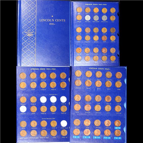 Partial Lincoln 1c Whitman Folder, 1941-1974 90 coins in Total