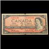 Image 2 : 1961-1972 (1954 Modified Hair Issue) Canada 2 Dollars Banknote P# 76b, Sig. Beattie & Rasminsky Grad