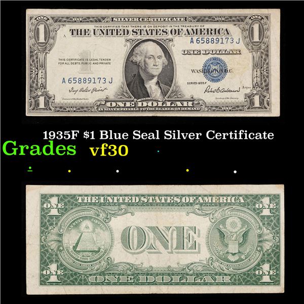 1935F $1 Blue Seal Silver Certificate Grades vf++